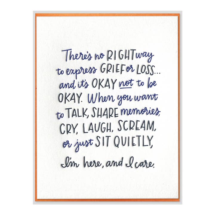 INK MEETS PAPER - Wholesale Sympathy Card - No Right Way to Grieve Letterpress Sympathy Card1