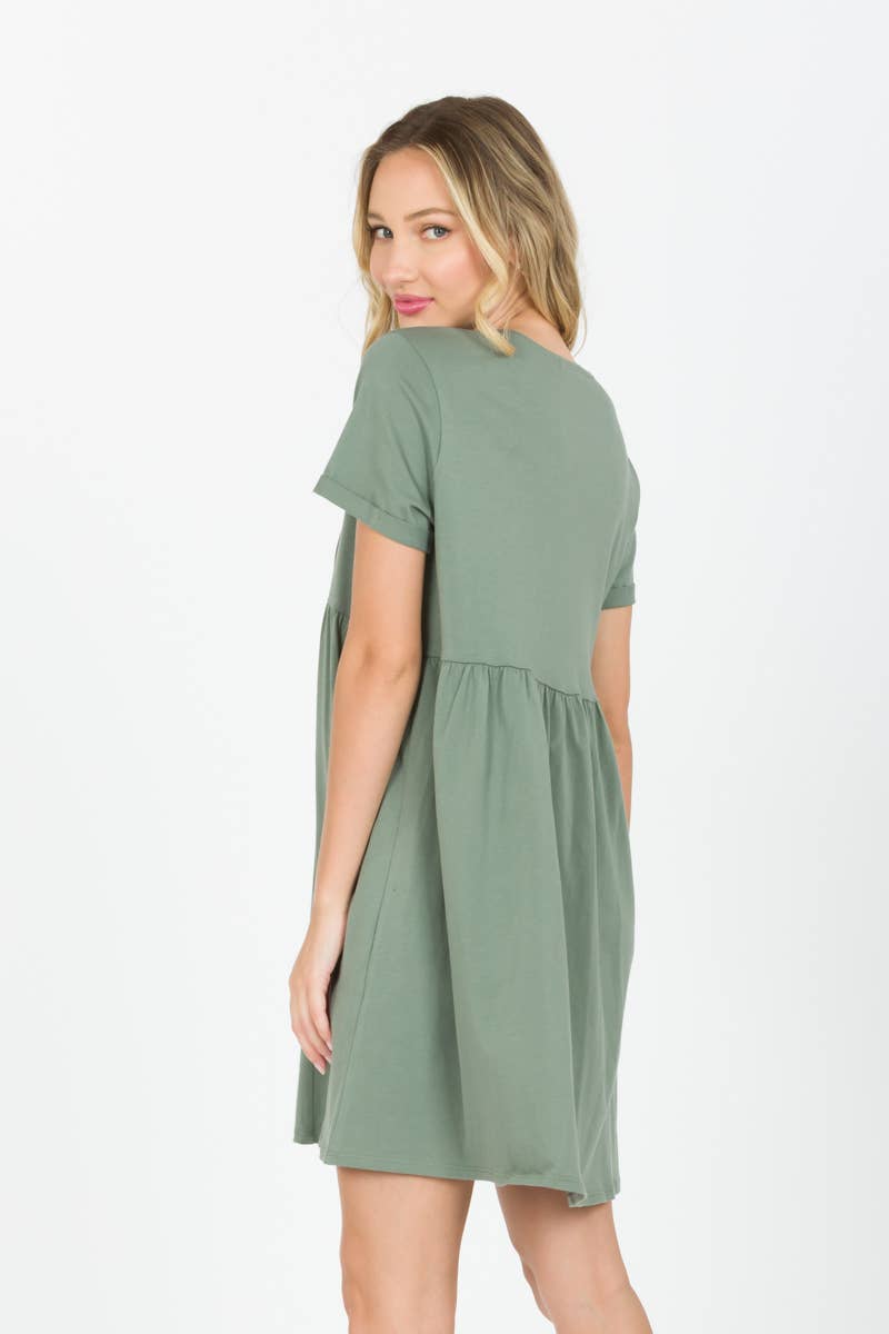 Tres Bien, Inc - Wholesale Dress - Women's - S/S BABYDOLL DRESS WITH BUTTONS2