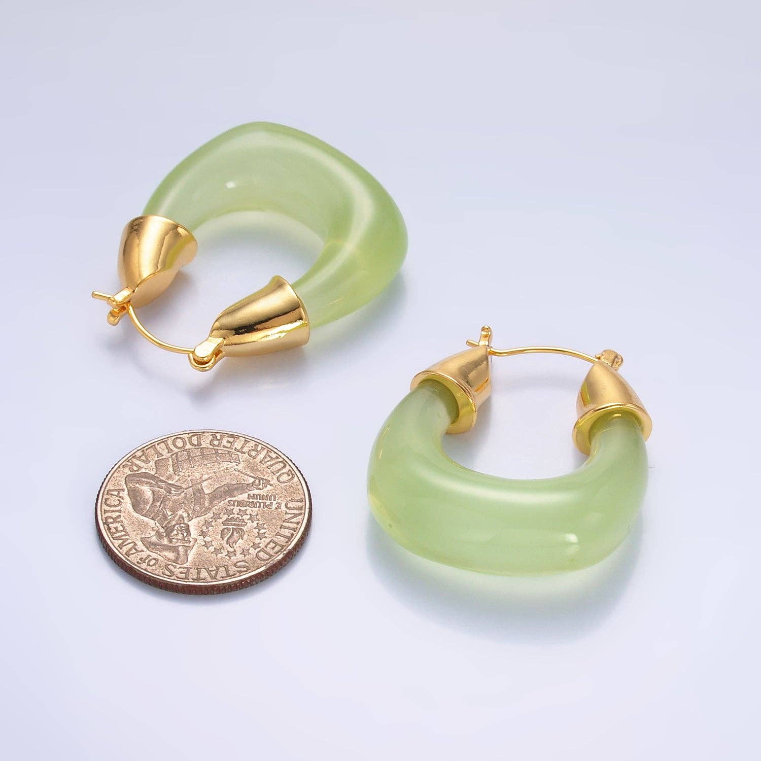 Simply Jewels - Wholesale Hoop Earrings - Gold Classic Gold Quartz Resin Crystal Chunky Hoops EA-0185 to EA-019410