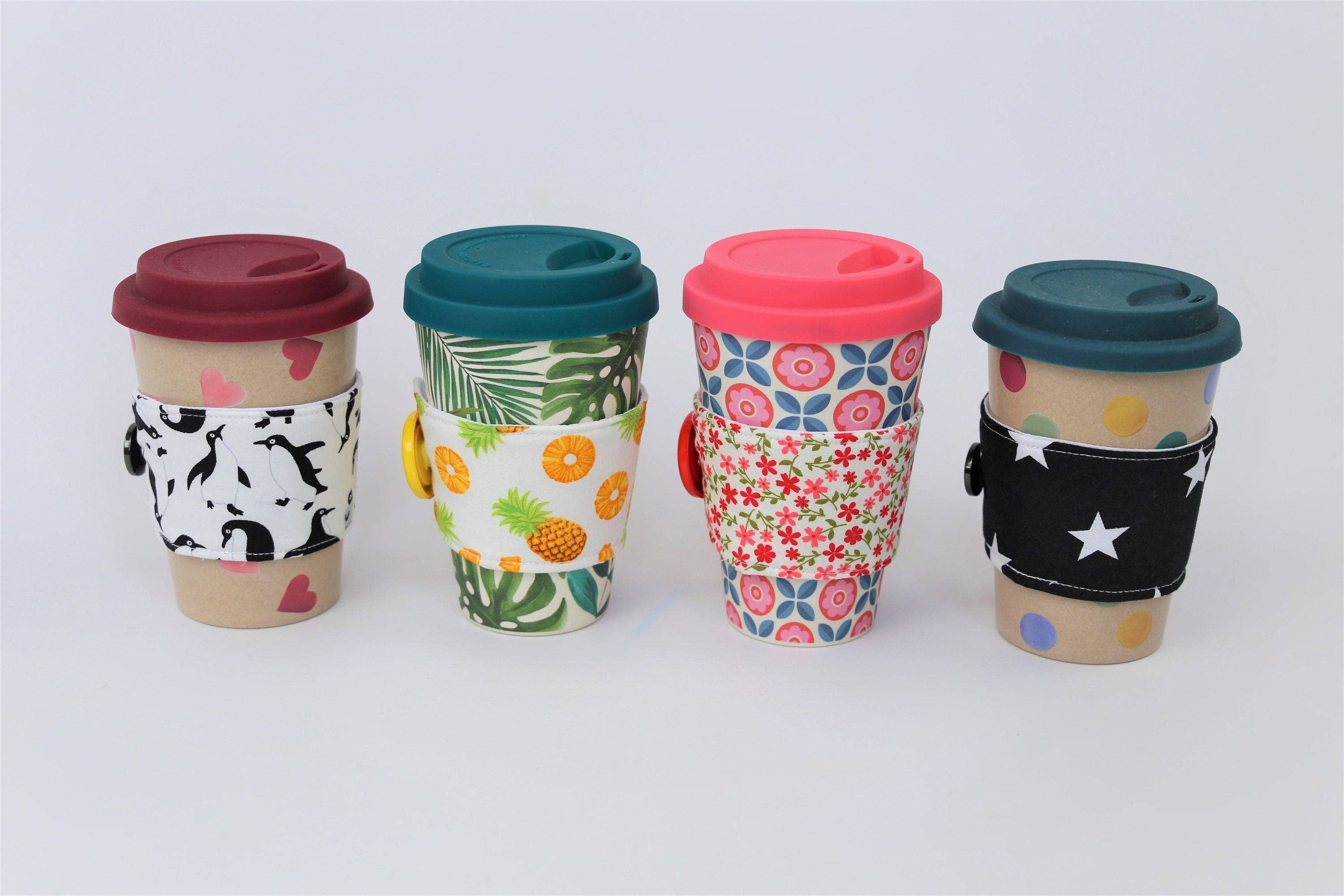 Mummy's Marvellous Makes Ltd – wholesale Drink huggers & koozies – Coffee Cup Cozy, Coffee Cup Sleeve, Coffee Cosy, Zero Waste, Coffee Gift, Eco Friendly, Teacher Gift, Gift for Her7