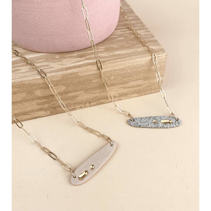 Barrow PDX - Wholesale Pendant/Charm Necklace - Lascaux Necklace - Ceramic Abstract Necklace, Goldfill Chain8