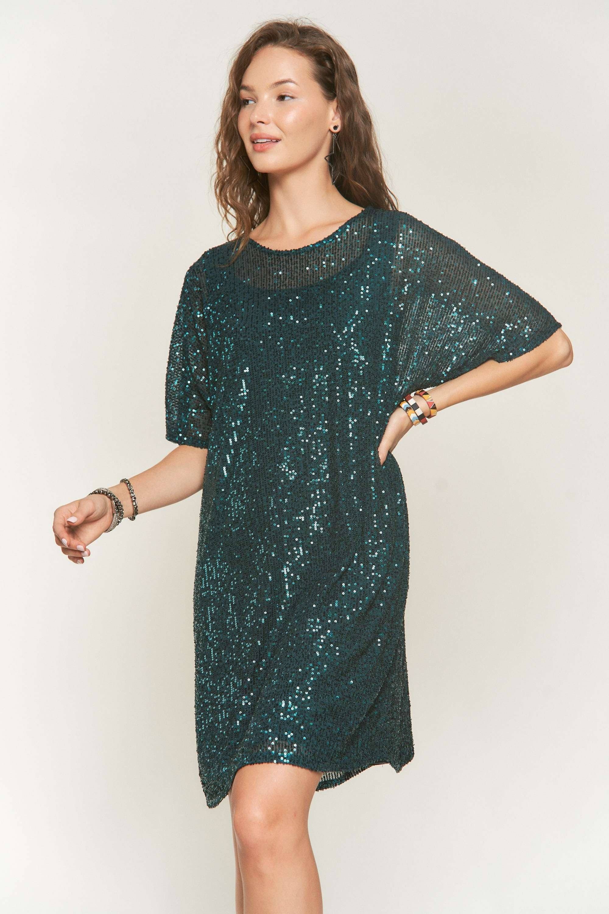 ADORA LA - Wholesale Dress - Women's - D7579_HE_ - DROP SHOULDER SEQUINS DRESS6