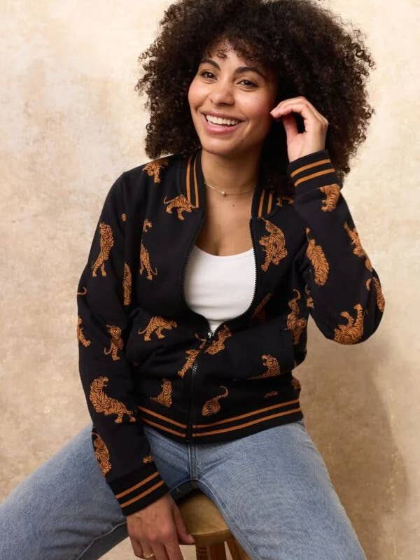 Tiger Print Bomber Jacket for wholesale by Tilbea London