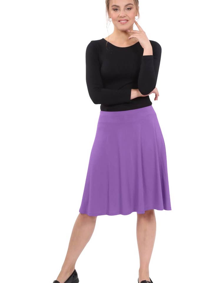 Kosher Casual - Wholesale Skirt - Women's - Knee Length Skater Skirt with Full A-line Cut for Women8