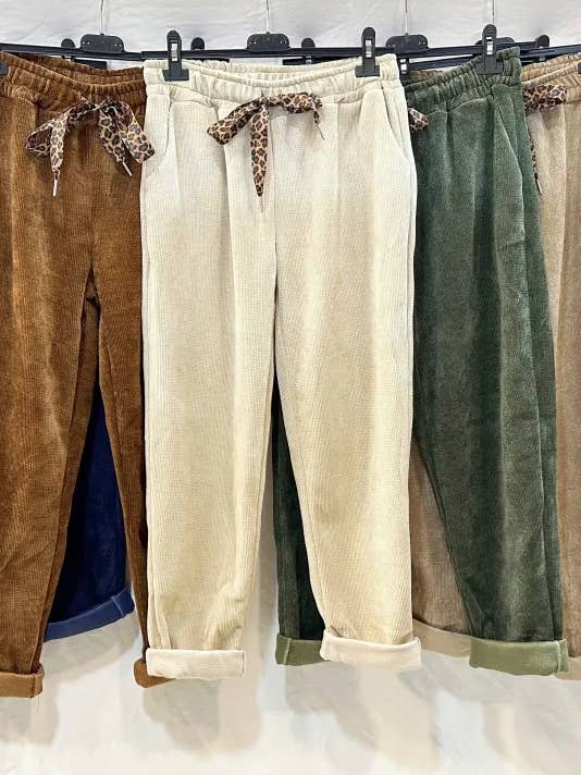 Mimi & Gogo - Vendita all'ingrosso Pantaloni sportivi/da jogging loungewear - Donna - Tuta in velluto con fiocco leopardato @43710_JoNoeudLeo2