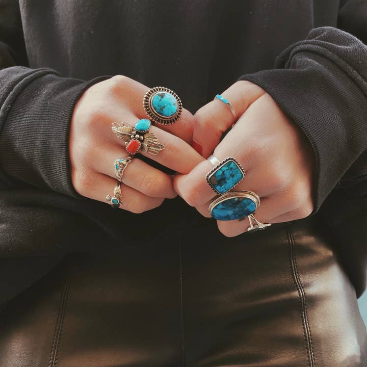 Iroquoise - Wholesale Cocktail/Statement Ring - Turquoise and Silver Round Ring1