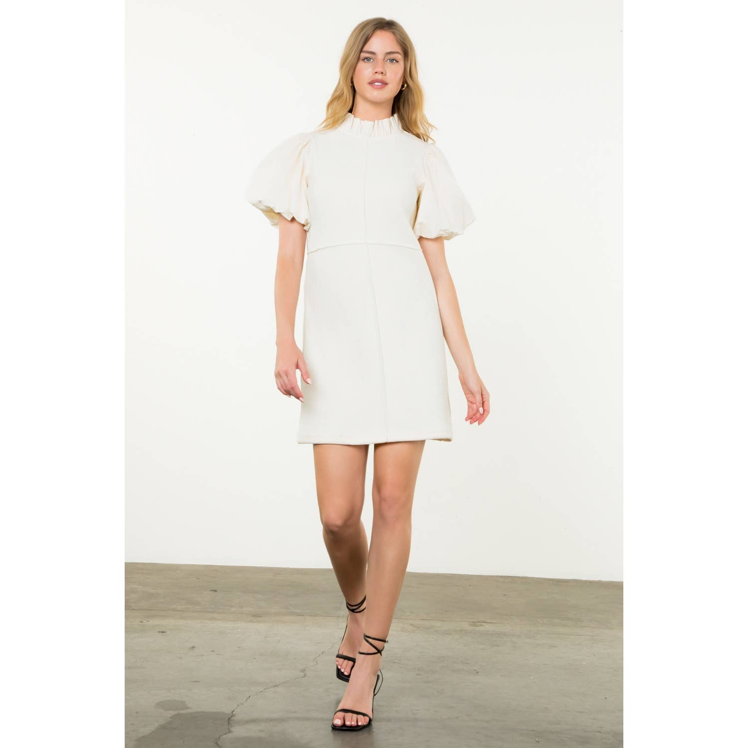 CREAM Puff Sleeve Corduroy Midi Dress for wholesale on Faire2