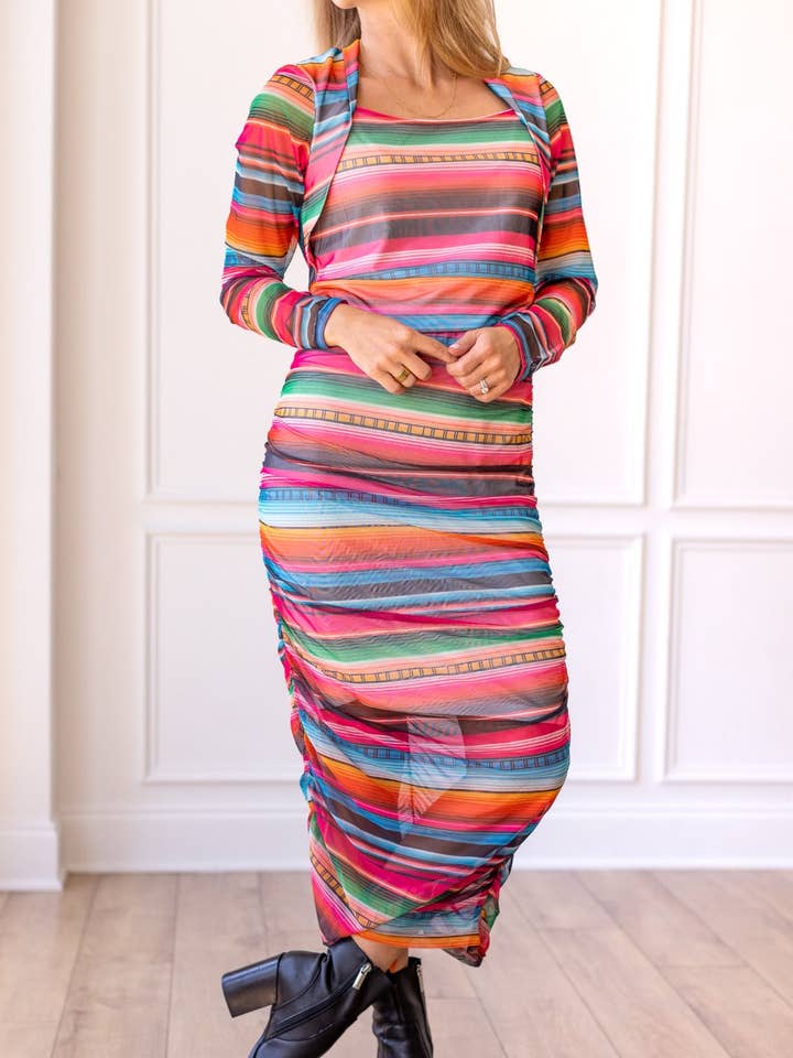 Sizzling Serape Mesh Midi Skirt for wholesale by GRACE+EMMA by Southern Grace