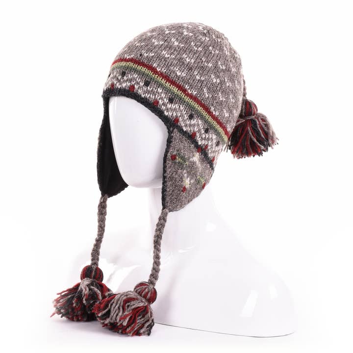Lost Horizons Knitwear - Wholesale Beanie - Women's - Helsinki Wool Knit Earflap Hat with Tassels