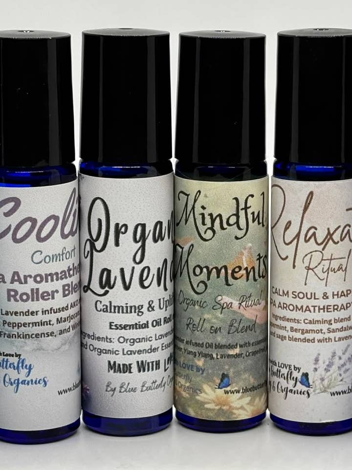Blue Butterfly Healing & Organics Aromatherapy Roller Blend Collection for wholesale by Blue Butterfly Healing & Organics LLC