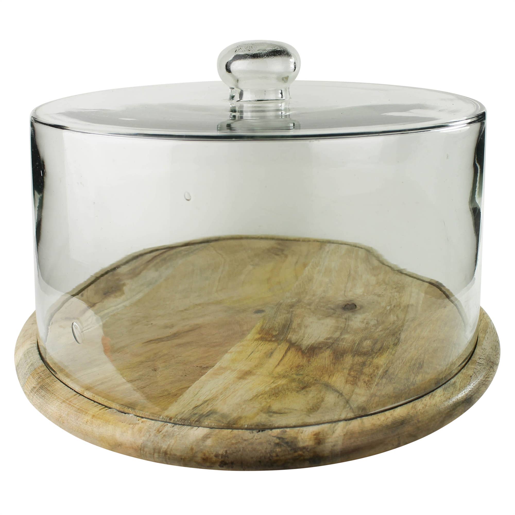 Natural Clear Bodega Cake Cloche, Glass & Wood for wholesale on Faire1