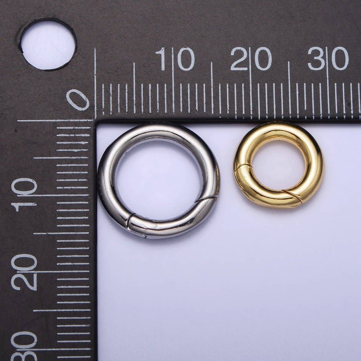 Aim Eternal - Wholesale Band/Stacked Ring - Dainty Gold Silver Spring Gate Ring 11mm, 15mm Round Circle Ring, Round Clasp, Push Clip Clasp, Spring Gate for Jewelry Making Z-340 Z-341 Z-352 Z-3535