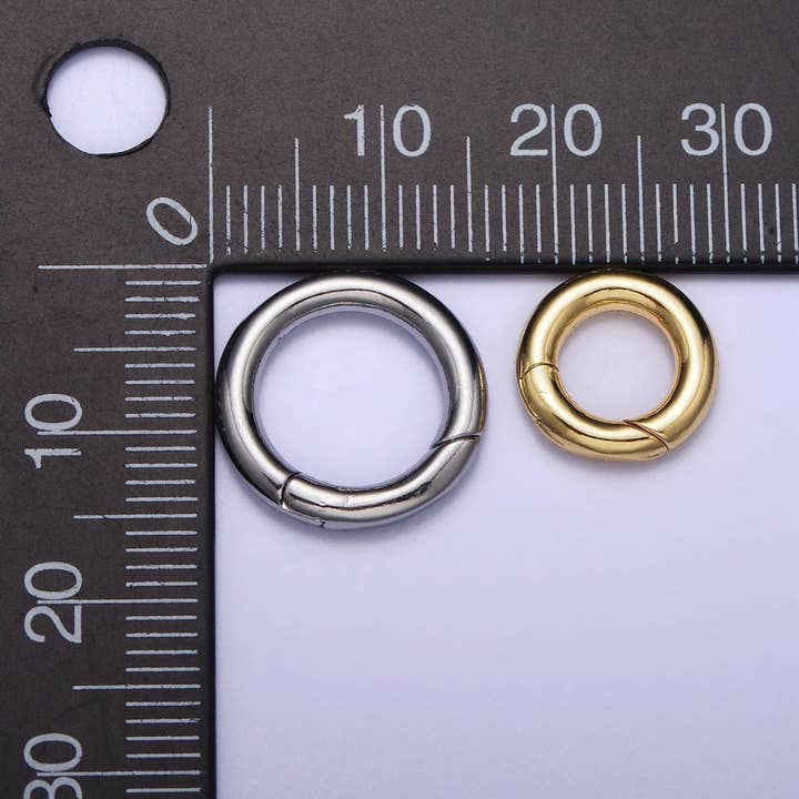 Aim Eternal - Wholesale Band/Stacked Ring - Dainty Gold Silver Spring Gate Ring 11mm, 15mm Round Circle Ring, Round Clasp, Push Clip Clasp, Spring Gate for Jewelry Making Z-340 Z-341 Z-352 Z-3535