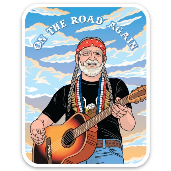THE FOUND - Wholesale Sticker - Willie Nelson On The Road Again Die Cut Sticker