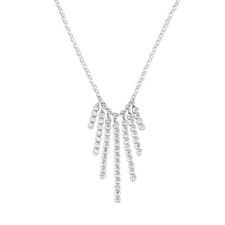 White Cz Rain Necklace In Sterling Silver for wholesale by Amen Gioielli