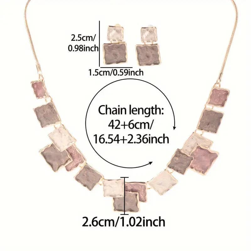 Huis Van Merken - Vendita all'ingrosso Parure di gioielli - Set di orecchini e collana in lega d'oro artigianale – Gioielli smaltati a goccia per uso quotidiano e regali3