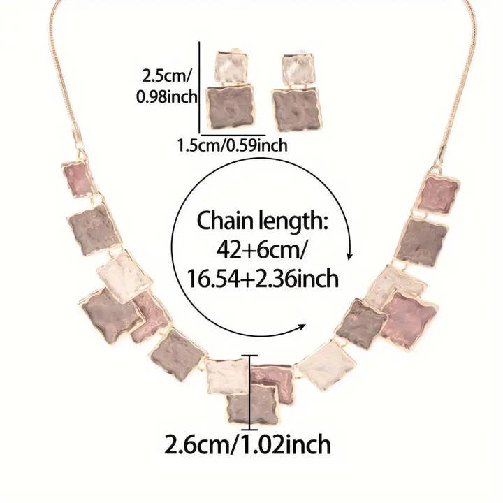 Huis Van Merken - Wholesale Jewelry Set - Handcrafted Alloy Gold Earrings & Necklace Set – Enamel Drop Jewelry for Daily Wear & Gifts3