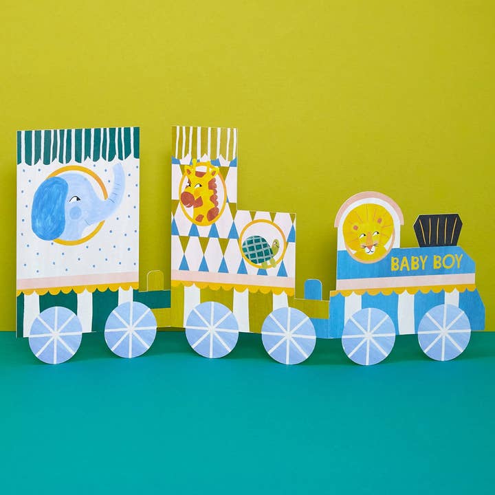 Raspberry Blossom - Wholesale Baby Card - Baby boy concertina fold (KEP05)2