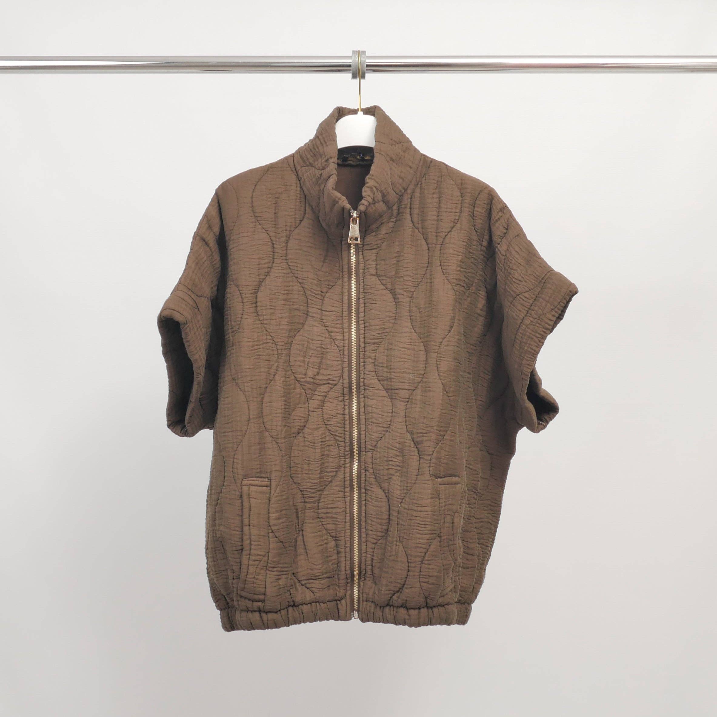 Cecile Wang - Venta al por mayor Chaqueta - Mujer - Chaqueta acolchada de manga corta con cremallera DB146796