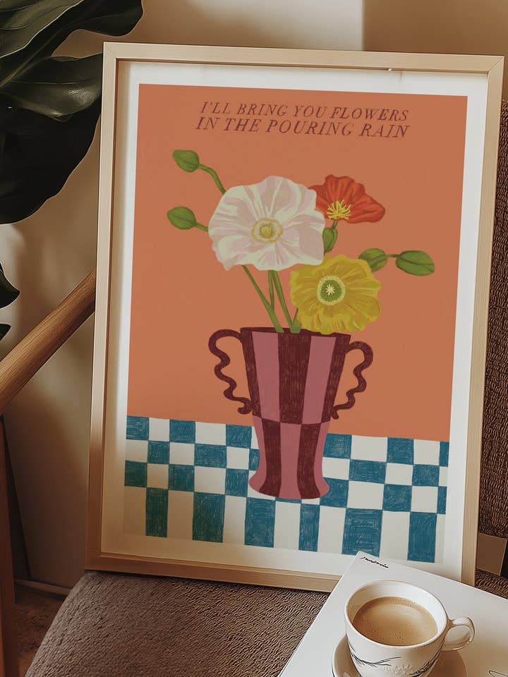 Ich bringe dir Blumen illustrierten A3-Druck. für den Großhandel von Rosie Illustrates