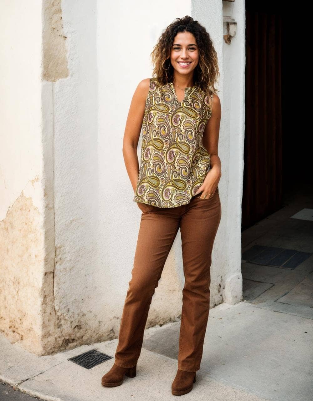 yellow Basic Silk Sleeveless Shirt for wholesale on Faire0