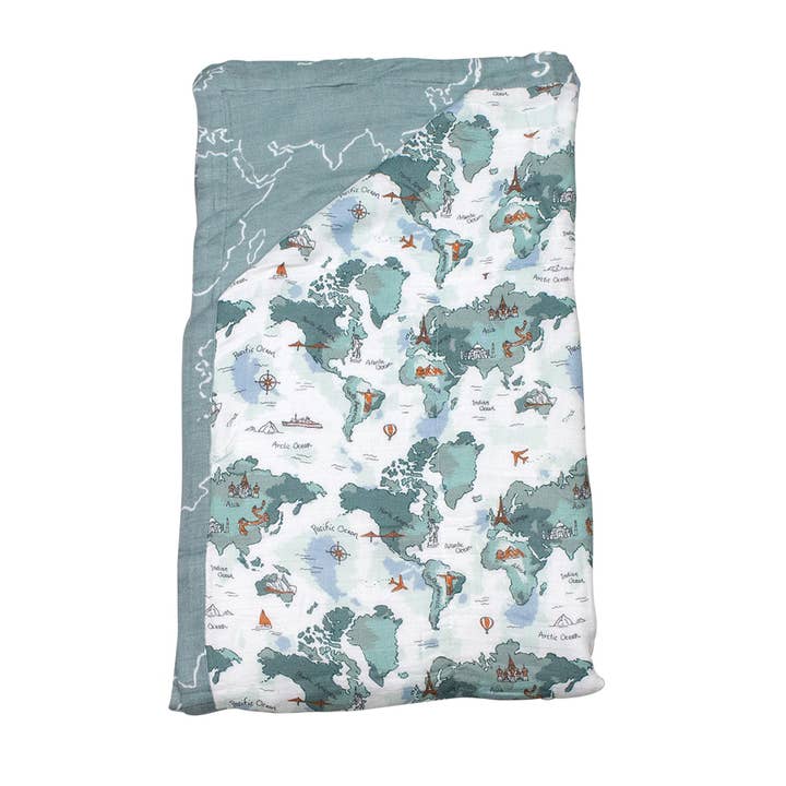 Bebe au Lait – Engroshandel Sengetæppe - Børn og baby – Verdenskort+Someday Åh-så-Soft Muslin Super Snuggle Tæppe