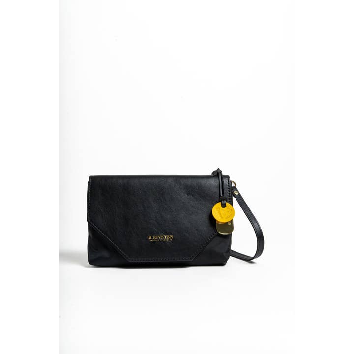 R.Riveter - Wholesale Crossbody Bag - Women's - Patton | Black Nylon + Black Leather