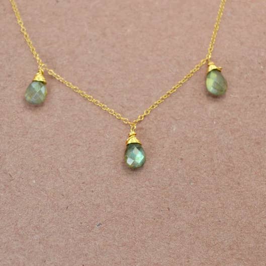 14k GF Labradorite krage halsband | Skiktning Halsband för wholesale av Daddy Daughter Jewelry
