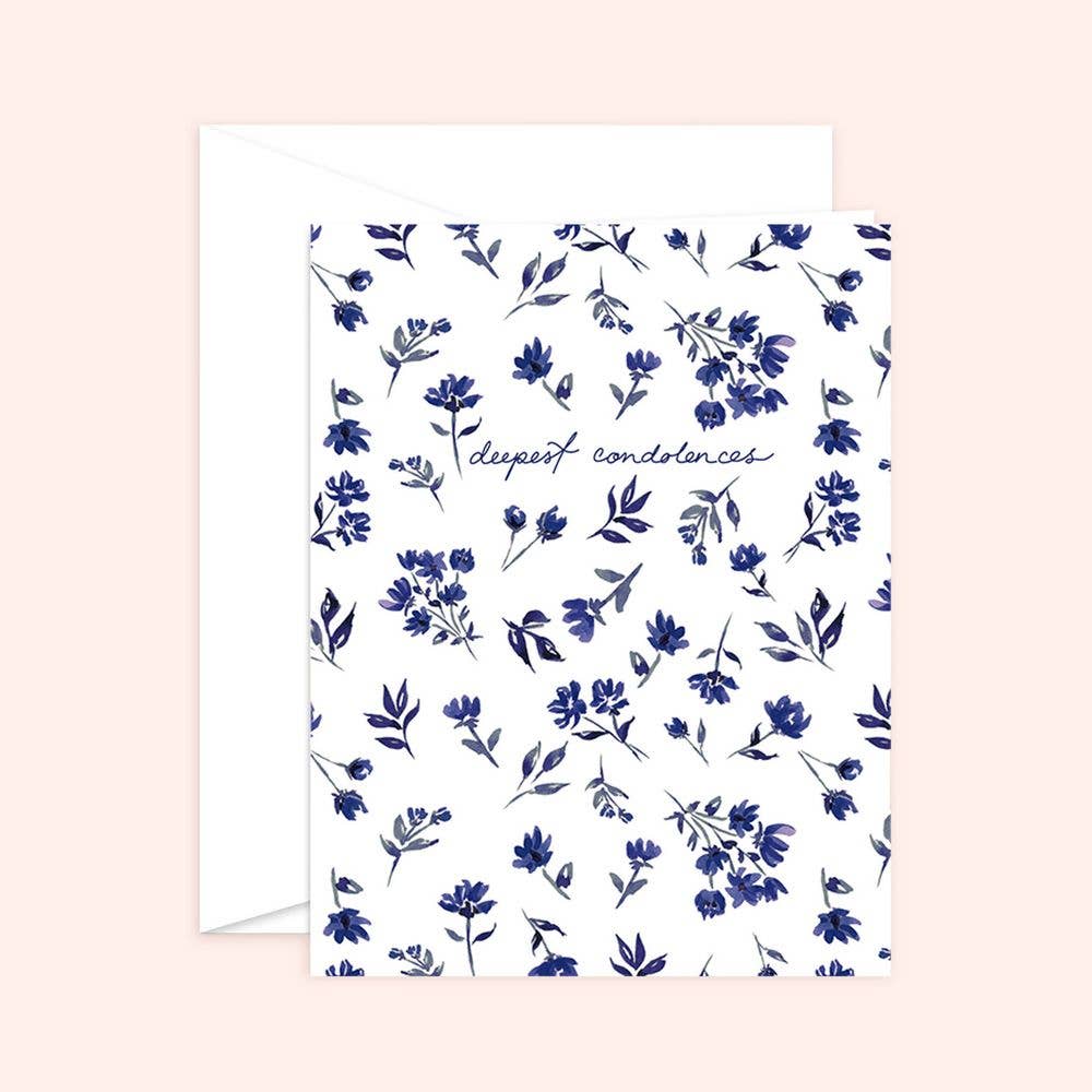 Almeida Illustrations - Wholesale Sympathy Card - Deepest Condolences Navy Floral Card0