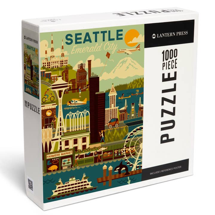 1000 PIECE PUZZLE Seattle, Washington, Geometric for wholesale by Lantern Press