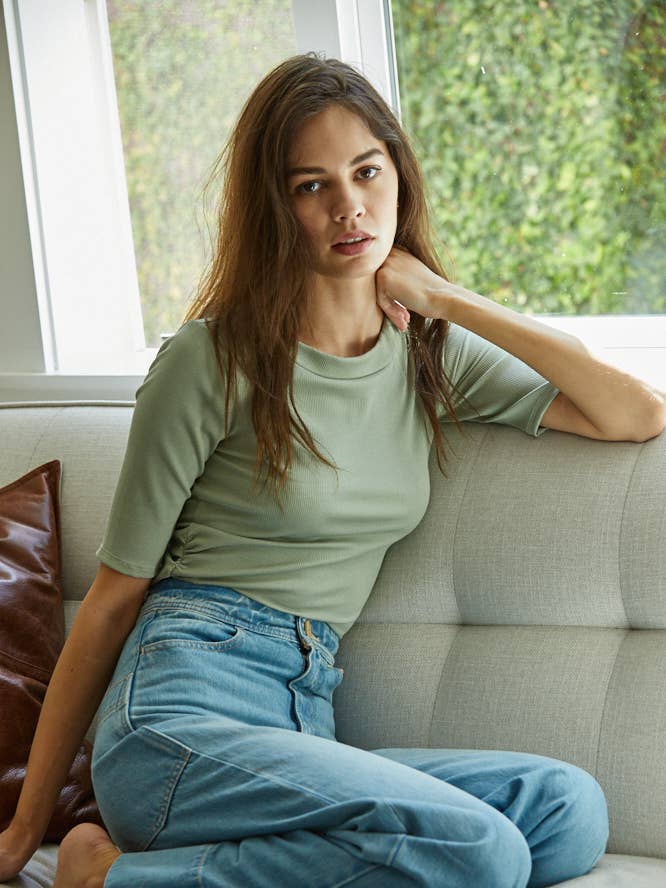 Sage RJ2312 - Women's Crew Neck Short Sleeve Top for wholesale on Faire