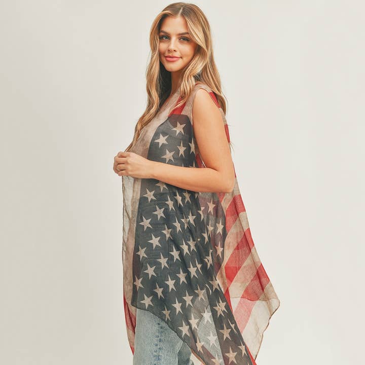 MULTI American Flag Kimono for wholesale on Faire