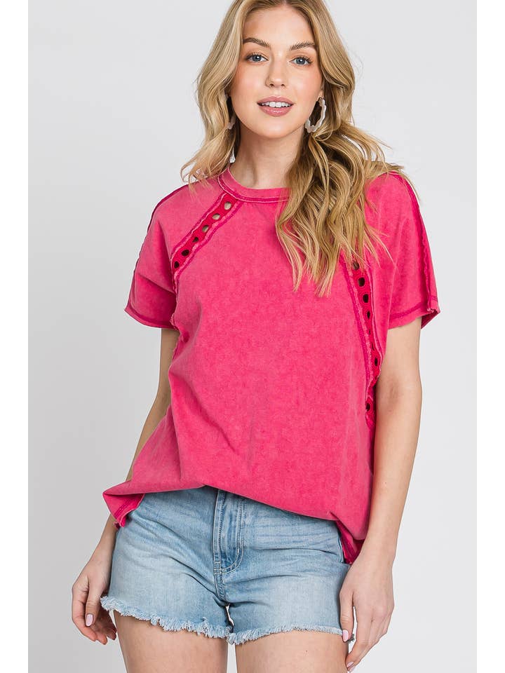 Sewn and Seen – wholesale T-shirt (utan tryck) – Dam – MINERAL TVÄTT TRIM KORTÄRMAD SKJORTA3