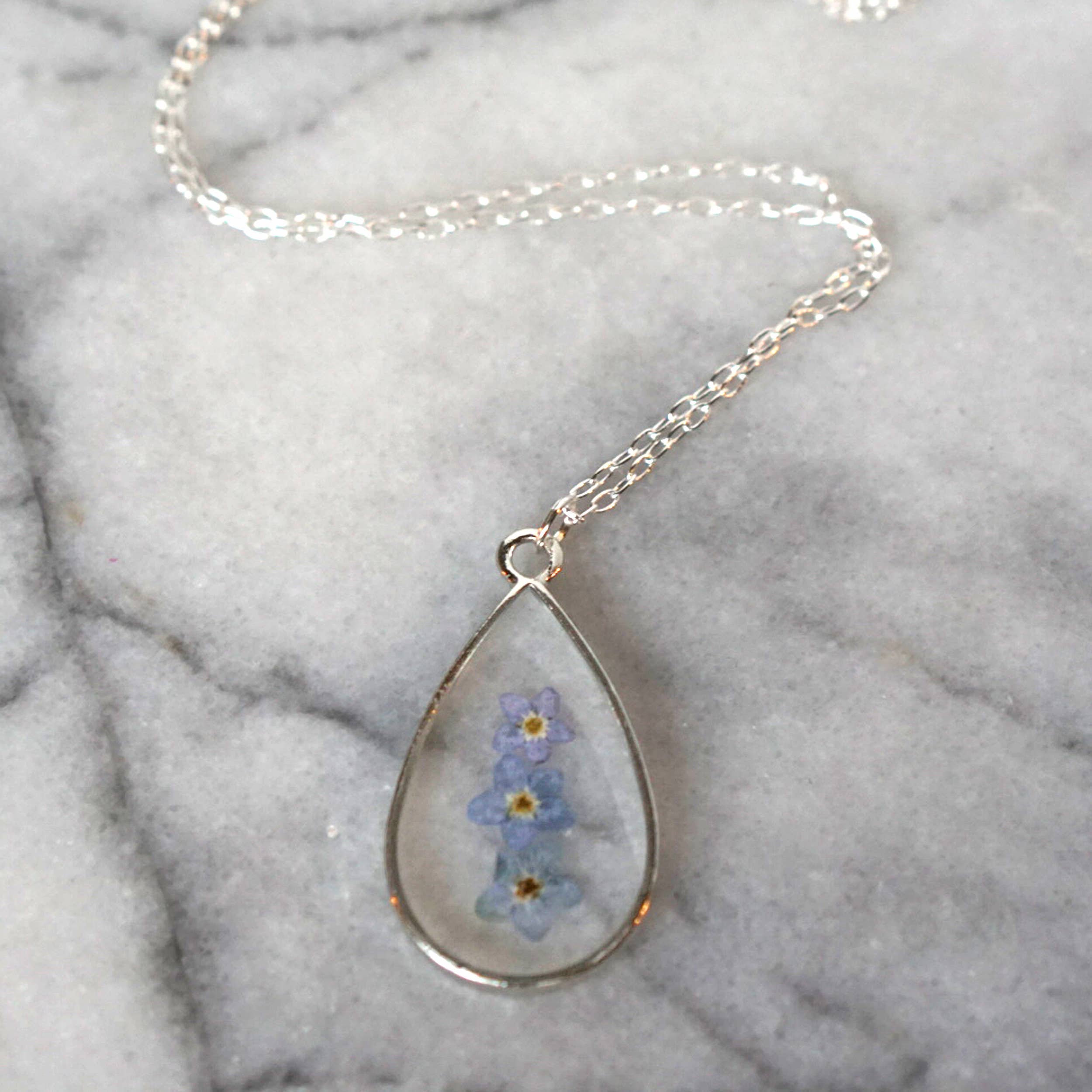 The Pretty Pickle - Wholesale Pendant/Charm Necklace - Forget Me Not Flower Necklace- Silver Plated7
