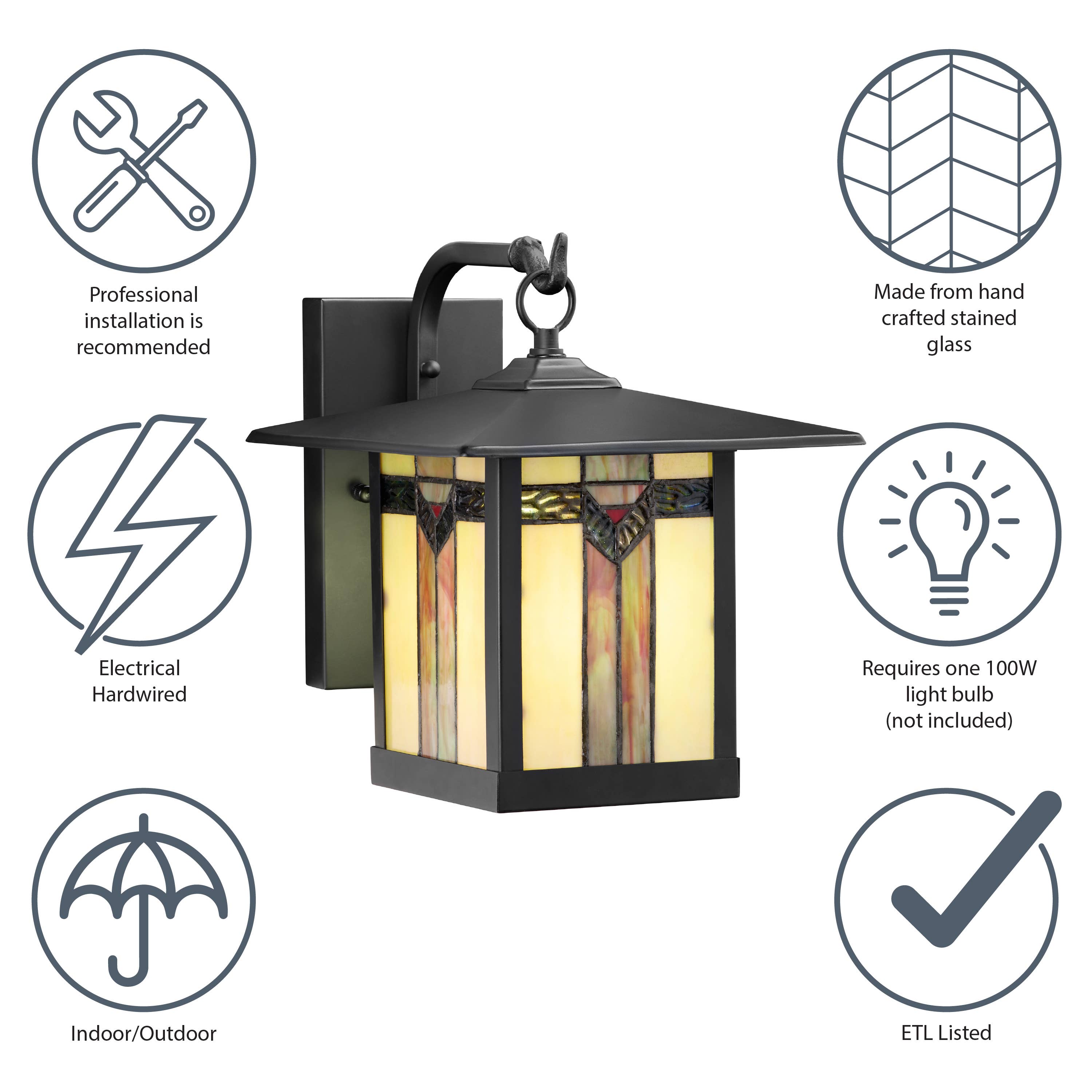 River of Goods - Wholesale Outdoor/Lawn Light - 11.75"H Louis Green Stained Glass Outdoor Light Fixture8