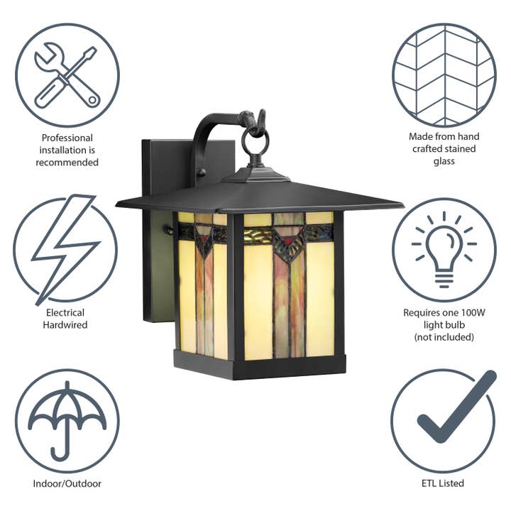 River of Goods - Wholesale Outdoor/Lawn Light - 11.75"H Louis Green Stained Glass Outdoor Light Fixture8