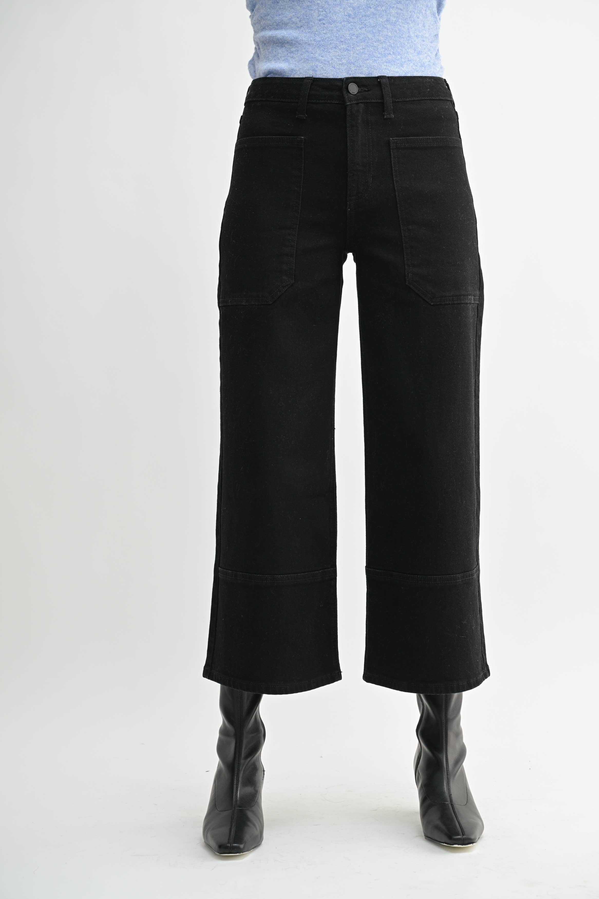 JBD - Wholesale Jeans - Women's - DP797 - BLK - High Rise Cropped Wide Leg