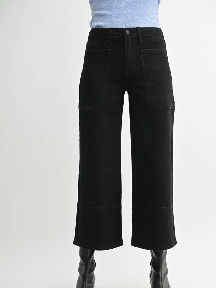 DP797 - BLK - High Rise Cropped Wide Leg for wholesale by JBD