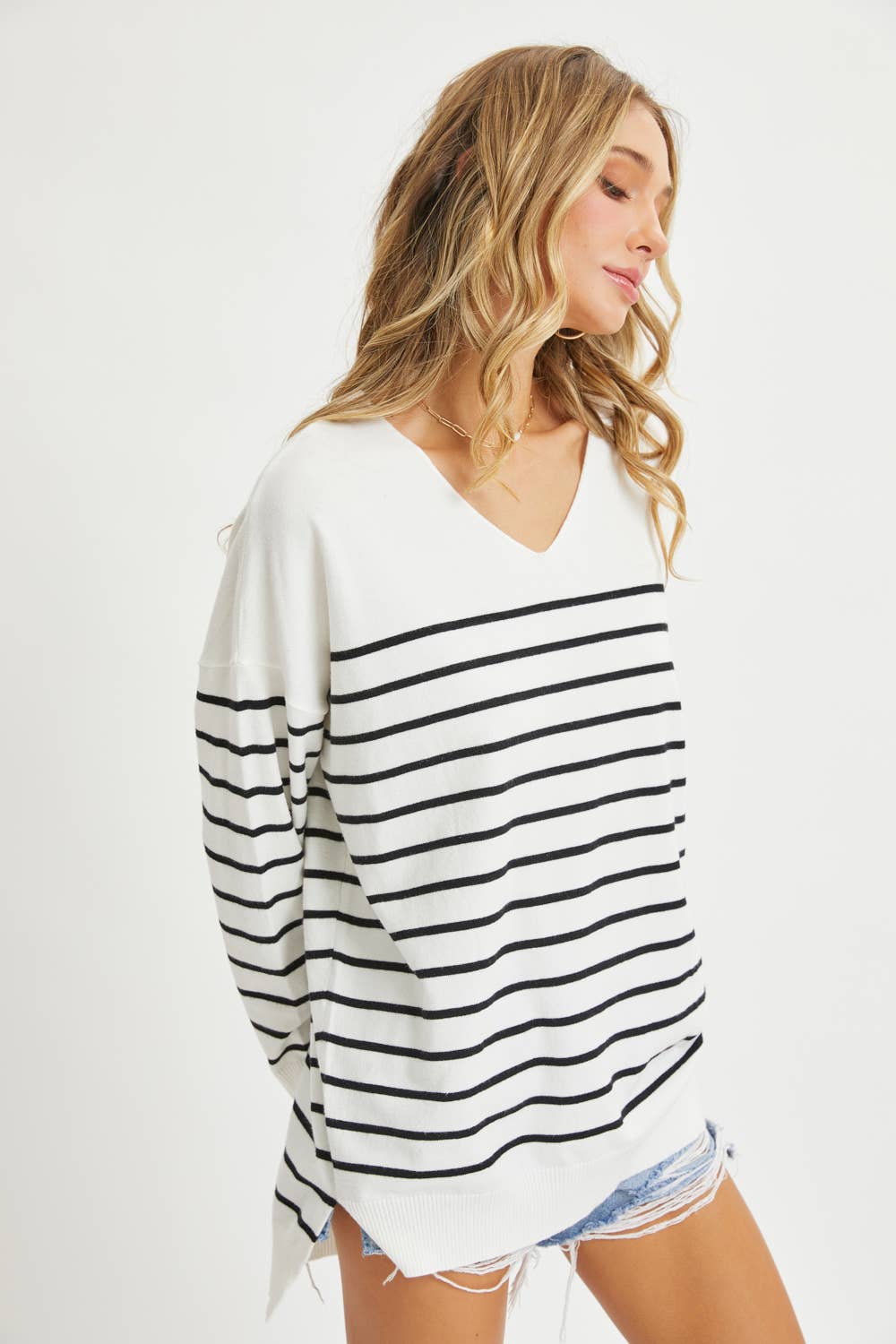 Sweet Lovely by Jen - Vente Pull en maille – femme - PULL À RAYURES SURDIMENSIONNÉ CONFORTABLE34