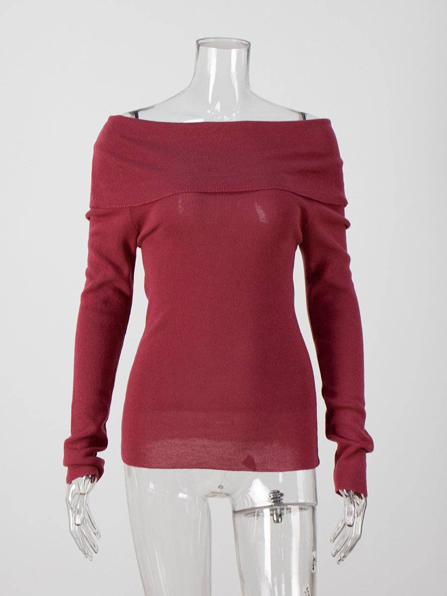 Sweetkama - Vendita all'ingrosso Top in maglia - Donna - Top lavorato a maglia donna a tinta unita con spalle scoperte TX002610