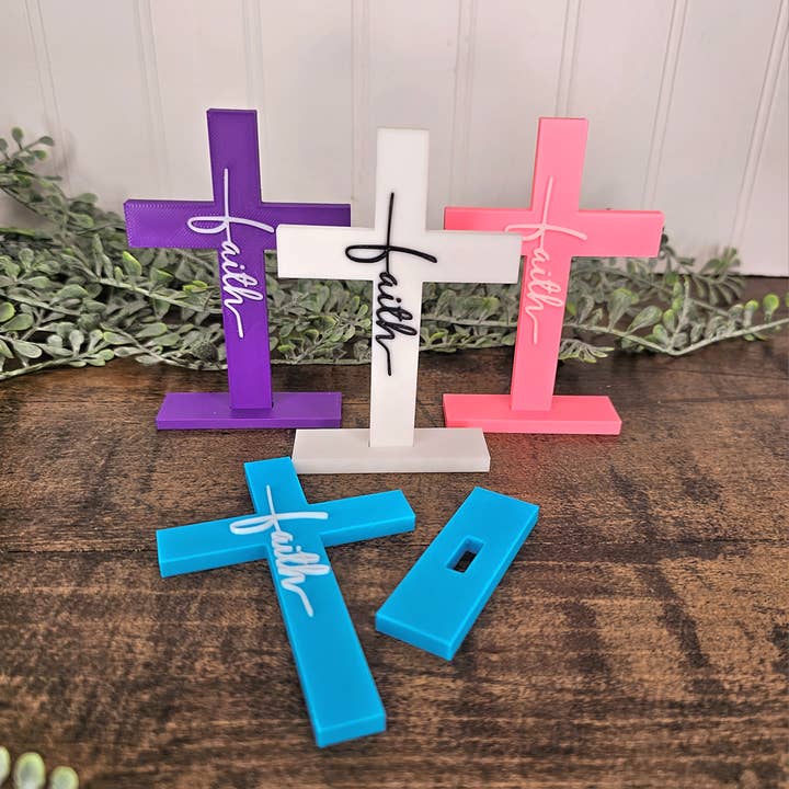 Spring Faith Cross Christian Gifts Easter Tiered Tray Decor for wholesale by BD Lasers INC.