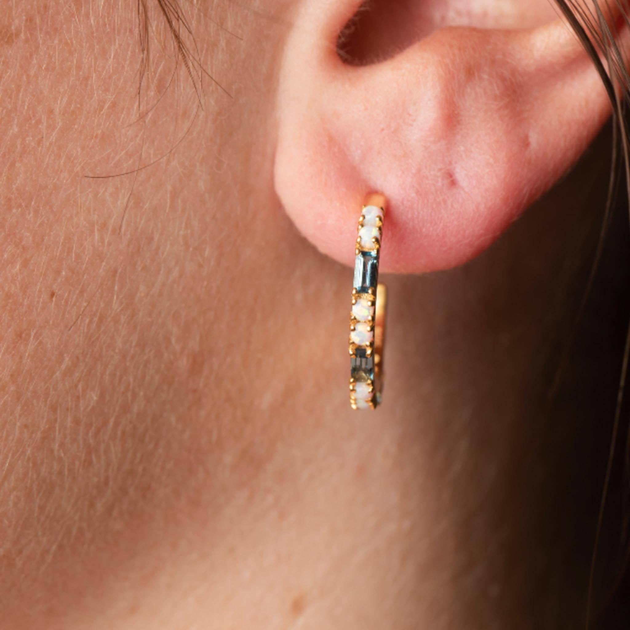 La Kaiser - Wholesale Hoop Earrings - London Blue Topaz & Opal Bridge Hoops1