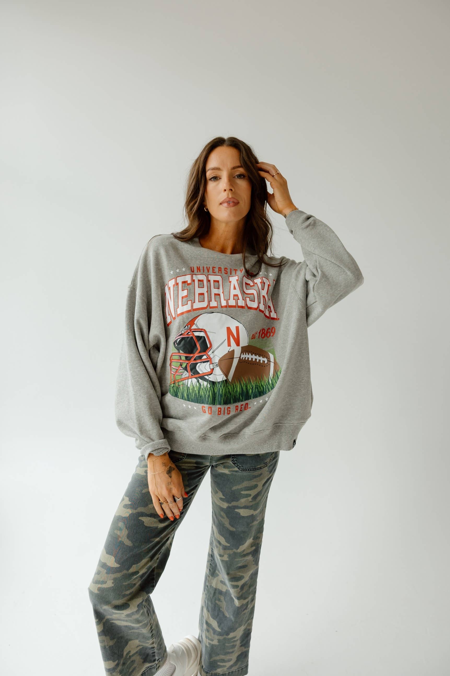 Gameday Social Apparel Co.® - Wholesale Graphic Sweatshirt - Women's - Nebraska Malone Multimedia OS Fleece Crew6