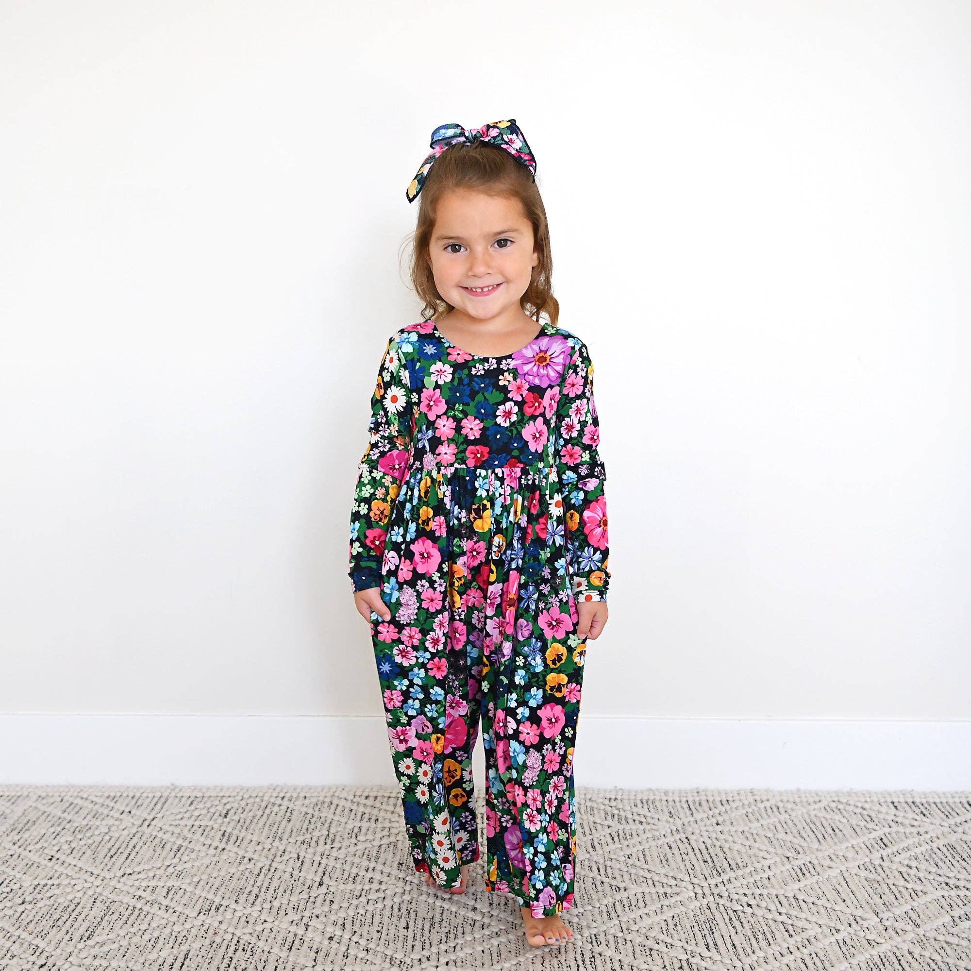 Gigi and Max - Wholesale Jumpsuit - Baby - Cassandra WIDE LEG ROMPER Bamboo Floral Kids Clothing Outfit3