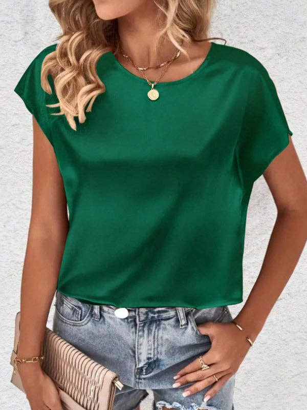 Sheer Trend – wholesale Blouse – Women’s – Batwing Sleeves Loose Solid Color Round-Neck T-Shirts Tops8