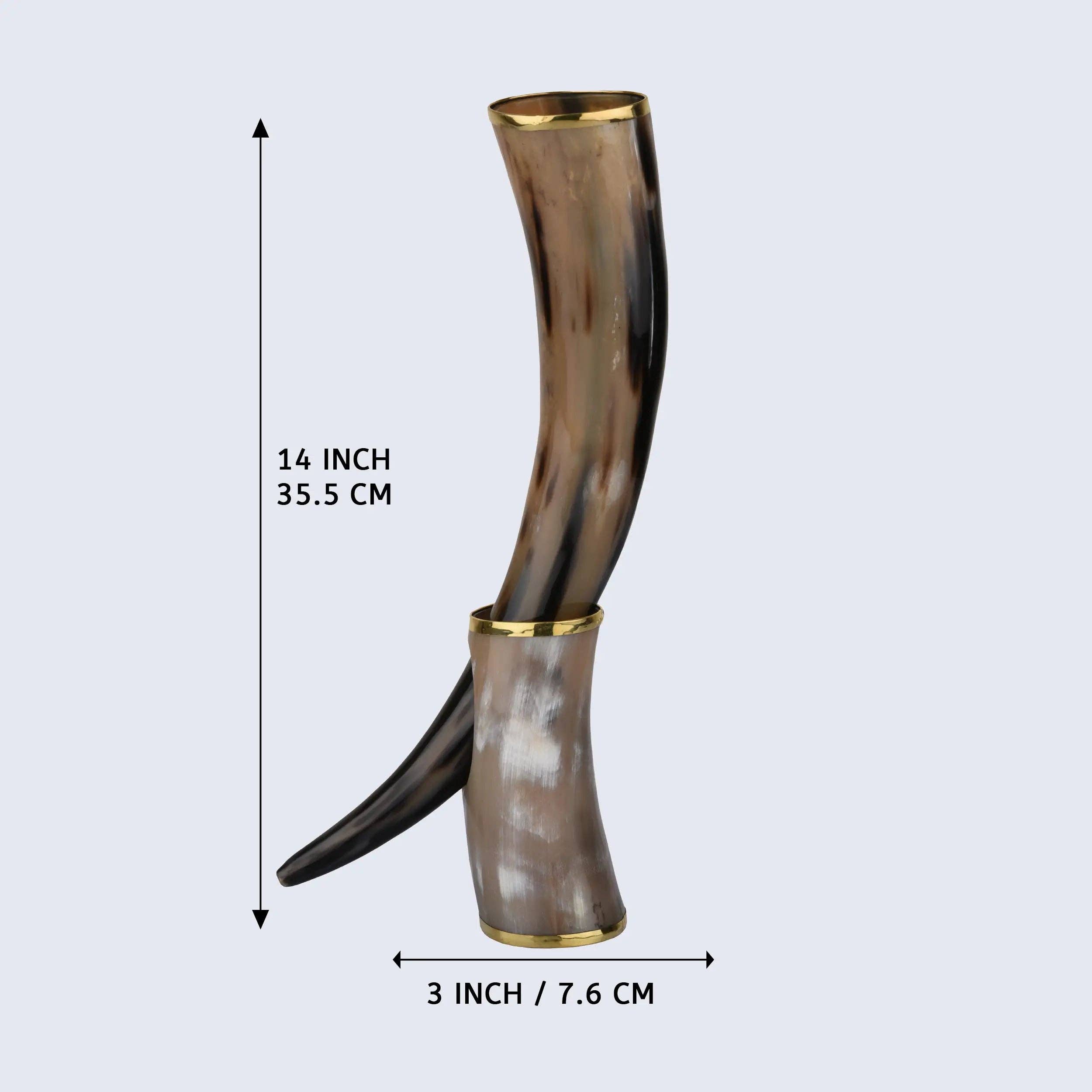 Muqeem & Brothers - Wholesale Drinking Glass/Cup - Drinking Horn with Stand - Holds Upto 16 oz, Metallic Finish6