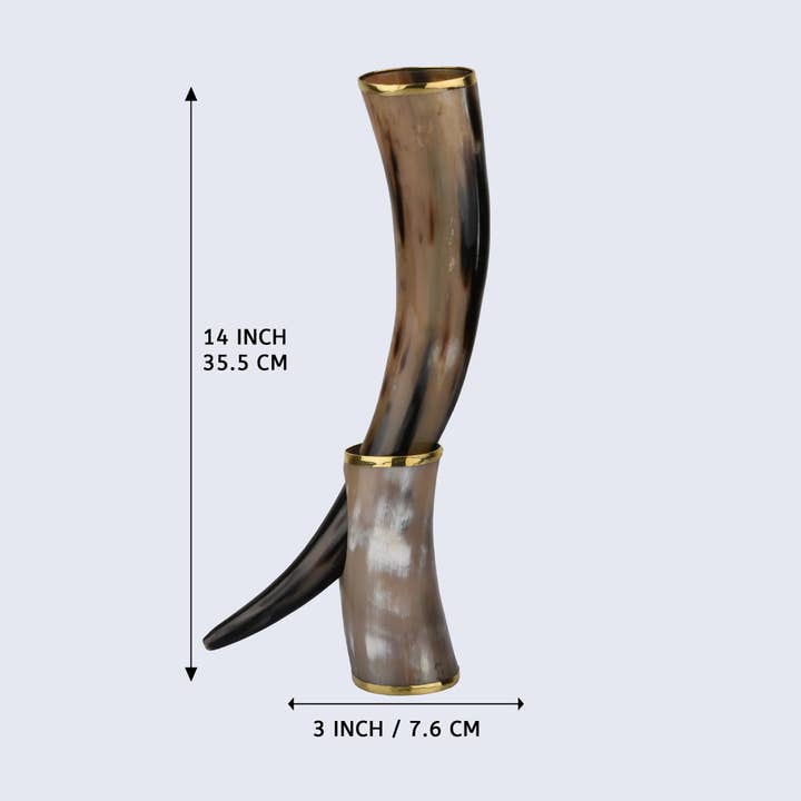Muqeem & Brothers - Wholesale Drinking Glass/Cup - Drinking Horn with Stand - Holds Upto 16 oz, Metallic Finish6