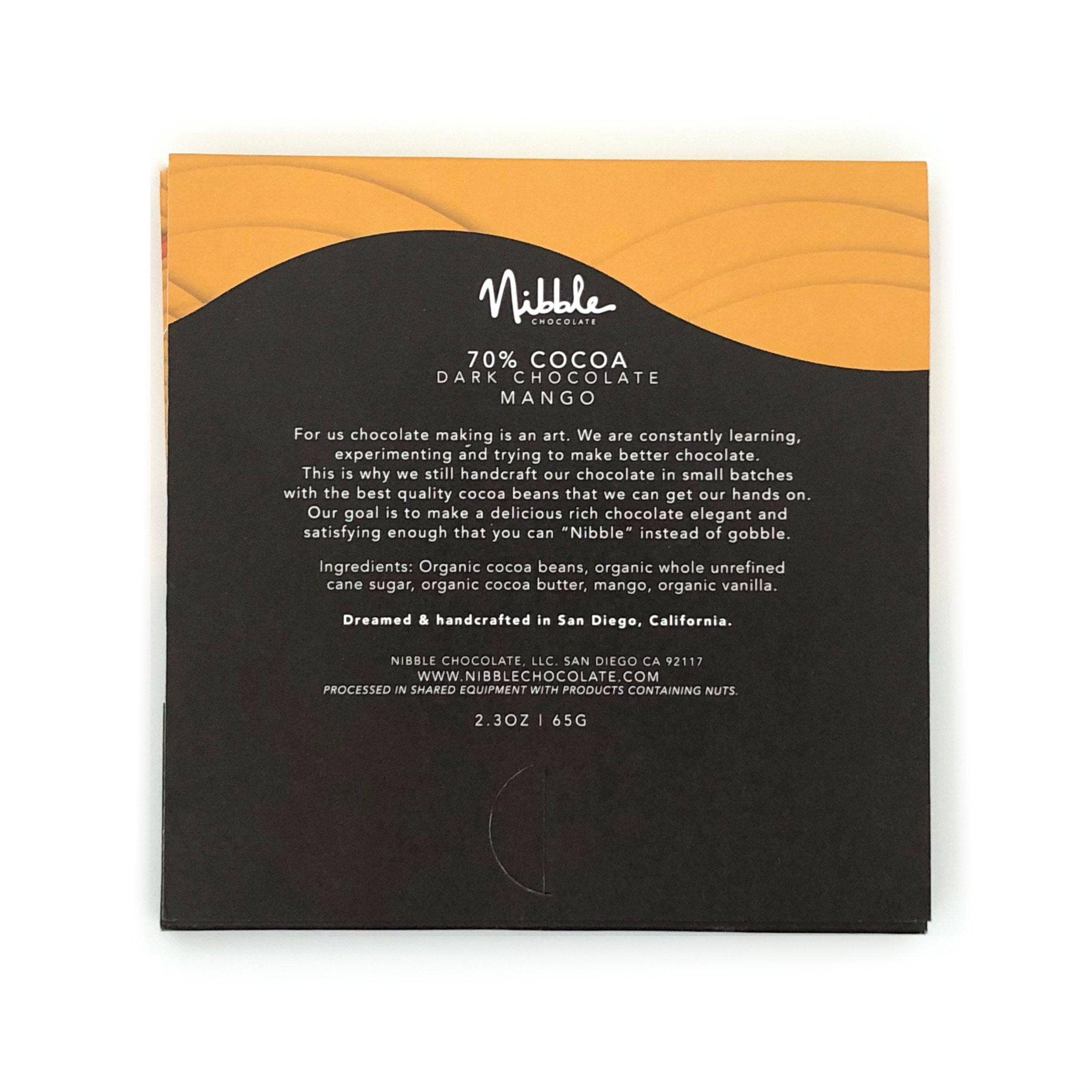 Nibble Chocolate - Wholesale Chocolate Bar - Inclusion Bar | 70% Madagascar Cocoa Mango Infused | Nibble1