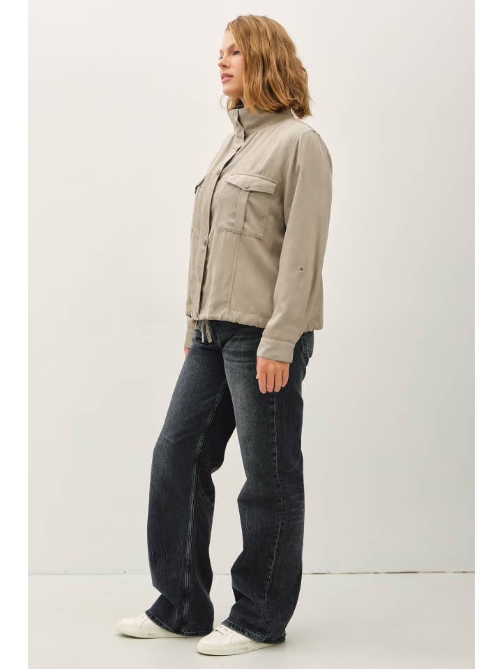 Be Cool - Wholesale Jacket - Women's - PLUS SIZE CROPPED UTILITY ZIPPER SAFARI JACKET12