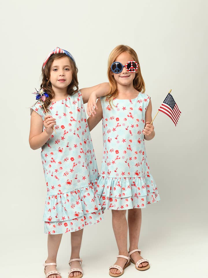 Minna - Wholesale Dress - Kids - Drop waist Dress - Summertime at the Cape Sea Creatures8